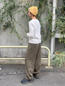 「アイテム（ニットキャップ/ビーニー）」を使った、Rionさん（レディース・163cm）の秋コーディネート