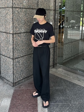 「アイテム（スラックス）」を使った、Rionさん（レディース・163cm）の夏コーディネート
