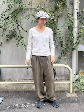 「アイテム（ハンチング/ベレー帽）」を使った、Rionさん（レディース・163cm）の秋コーディネート