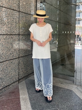 「OOFOS（ウーフォス）のアイテム」を使った、Rionさん（レディース・163cm）の夏コーディネート