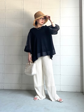 「Bou Jeloud（ブージュルード）のアイテム」を使った、TSUKIさん（レディース・153cm）の夏コーディネート