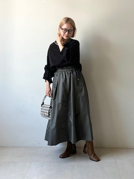 「Bou Jeloud（ブージュルード）のアイテム」を使った、TSUKIさん（レディース・153cm）の秋コーディネート