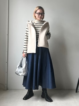 「Bou Jeloud（ブージュルード）のアイテム」を使った、TSUKIさん（レディース・153cm）の秋コーディネート