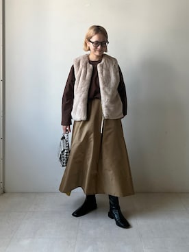 「Bou Jeloud（ブージュルード）のアイテム」を使った、TSUKIさん（レディース・153cm）の秋コーディネート
