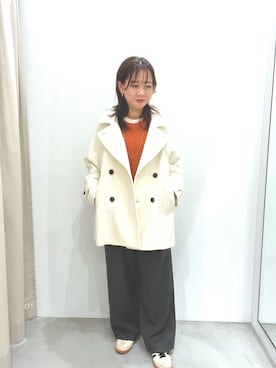 「アイテム（ピーコート）」を使った、ikuraさん（レディース・157cm）の冬コーディネート