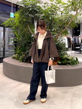 「アイテム（その他アウター、ブラウン系）」を使った、ikuraさん（レディース・157cm）の秋コーディネート