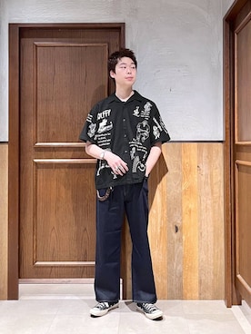 「メンズライク」｜「アイテム（財布/小物）」を使った、manamu さん（メンズ・186cm）の夏コーディネート