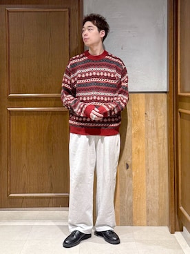 「アイテム（ニット/セーター）」を使った、manamu さん（メンズ・186cm）の秋コーディネート