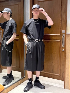 「RAGEBLUE（レイジブルー）のアイテム（スラックス）」を使った、manamu さん（メンズ・186cm）の春コーディネート