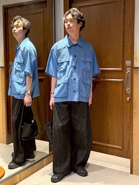 「RAGEBLUE（レイジブルー）の2WAY SWITCH MINI Synthetic Leather Hand Bag/ シンセティックレザーバッグ ミニショルダーバッグ（ハンドバッグ、ブラック系）」を使った、manamu さん（メンズ・186cm）の春コーディネート