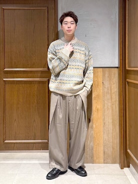 「アイテム（スラックス）」を使った、manamu さん（メンズ・186cm）の秋コーディネート