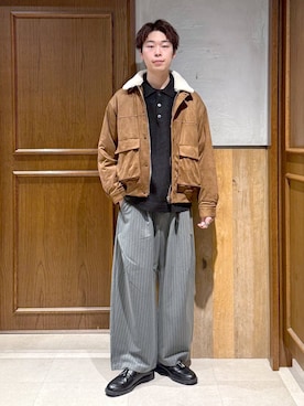 「アイテム（ポロシャツ）」を使った、manamu さん（メンズ・186cm）の冬コーディネート