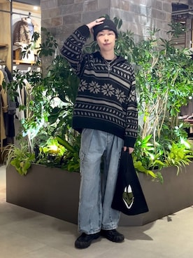 「RAGEBLUE（レイジブルー）のアイテム（トートバッグ）」を使った、manamu さん（メンズ・186cm）の冬コーディネート