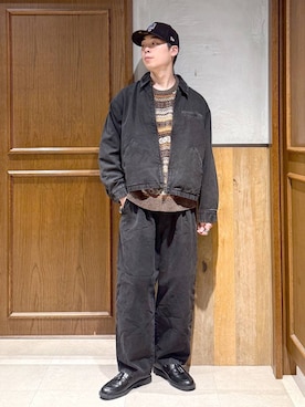 「アイテム（ニット/セーター）」を使った、manamu さん（メンズ・186cm）の秋コーディネート