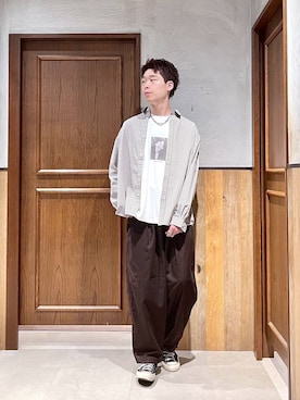 「アイテム（Tシャツ/カットソー）」を使った、manamu さん（メンズ・186cm）の夏コーディネート