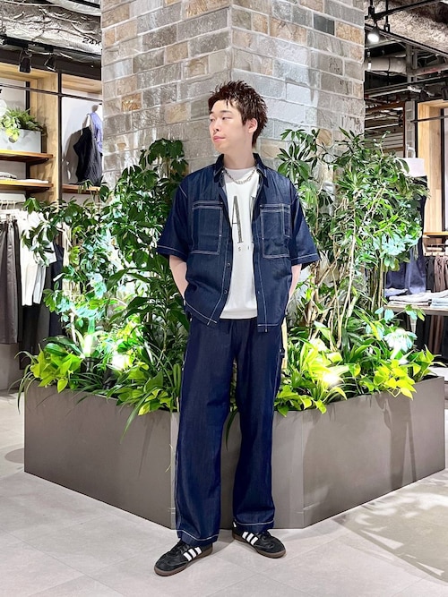 ＜接触冷感＞【BREEZY DENIM/ブリージーデニム】ステッチデニムシャツ【セットアップ対応】