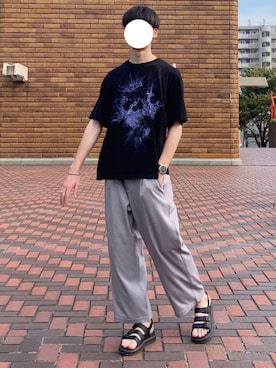 「Dr. Martens（ドクターマーチン）のアイテム（サンダル）」を使った、manamu さん（メンズ・186cm）の夏コーディネート