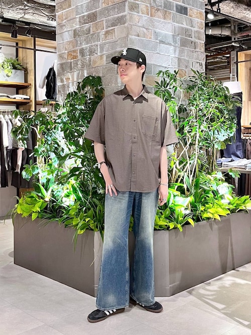 12oz/ヴィンテージライクバギーデニムワイドフレアパンツ