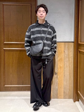 「アイテム（ポロシャツ）」を使った、manamu さん（メンズ・186cm）の冬コーディネート