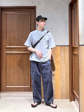 「アイテム（ショルダーバッグ）」を使った、manamu さん（メンズ・186cm）の夏コーディネート