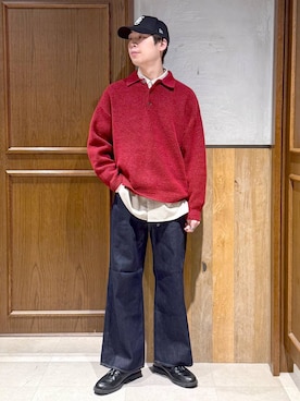 「アイテム（ポロシャツ）」を使った、manamu さん（メンズ・186cm）の冬コーディネート