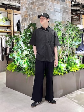 「RAGEBLUE（レイジブルー）のコットン天竺/イージースラックス（スウェットパンツ）」を使った、manamu さん（メンズ・186cm・20代）の夏コーディネート