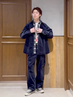 「RAGEBLUE（レイジブルー）のアイテム（パンツ）」を使った、manamu さん（メンズ・186cm）の秋コーディネート