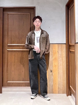 「アイテム（Tシャツ/カットソー）」を使った、manamu さん（メンズ・186cm）の夏コーディネート