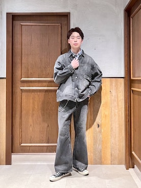 「アイテム（デニムジャケット）」を使った、manamu さん（メンズ・186cm）の夏コーディネート