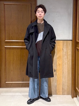 「アイテム（トレンチコート）」を使った、manamu さん（メンズ・186cm）の冬コーディネート