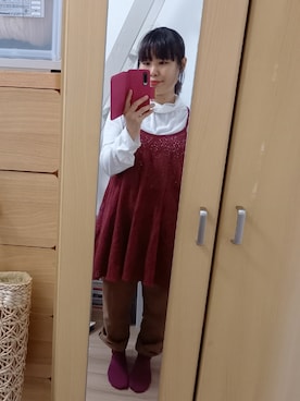 「キャミソールワンピ」｜Tamaさん（レディース・152cm）の冬コーディネート