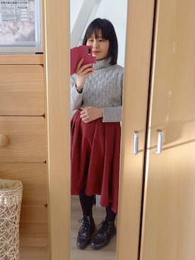 「タートルネック」｜「アイテム（タイツ/ストッキング）」を使った、Tamaさん（レディース・152cm）の冬コーディネート