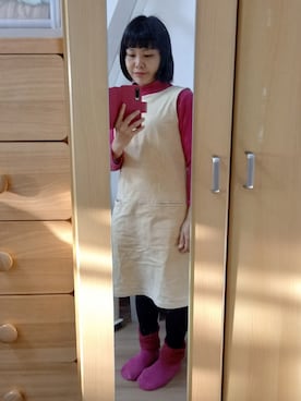 「タートルネック」｜「アイテム（レッグウォーマー）」を使った、Tamaさん（レディース・152cm）の秋コーディネート