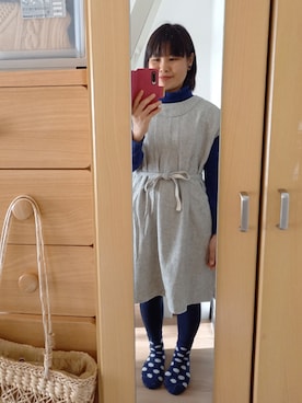 「POU DOU DOU（プードゥドゥ）のアイテム（ワンピース/ドレス）」を使った、Tamaさん（レディース・152cm）の冬コーディネート