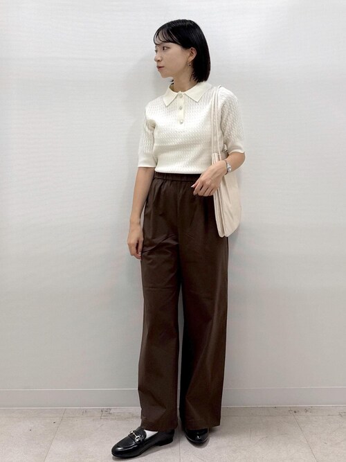 ミニケーブルハーフスリーブニットポロシャツ（ポロシャツ）｜ROPE