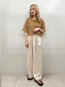 「オフホワイト」｜「アイテム（サンダル）」を使った、ののさん（レディース・151cm）の春コーディネート