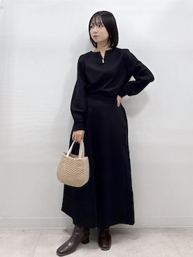 「ROPE' PICNIC（ロペピクニック）のキルティングベロアミニショルダーバッグ（ショルダーバッグ）」を使った、ののさん（レディース・151cm）の秋コーディネート