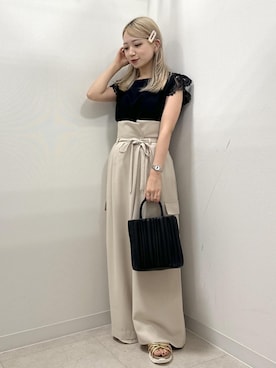 「アイテム（バレッタ/ヘアクリップ、パープル系）」を使った、ののさん（レディース・151cm）の夏コーディネート
