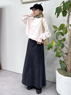 「お正月・初詣コーデ」｜「アイテム（スウェット）」を使った、ののさん（レディース・151cm）の冬コーディネート