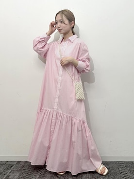 「ROPE' PICNIC（ロペピクニック）のアイテム（シャツワンピース）」を使った、ののさん（レディース・151cm）の春コーディネート