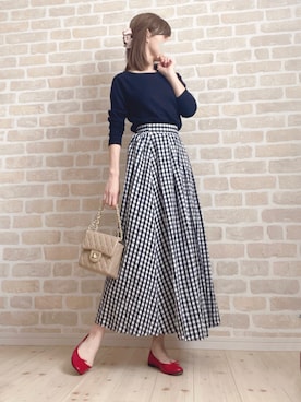 「フレンチカジュアル」｜「アイテム（バレエシューズ）」を使った、asu＊さん（レディース・155cm）の春コーディネート