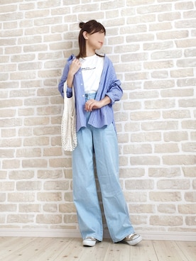 「アイテム（シャツ/ブラウス）」を使った、asu＊さん（レディース・155cm）の春コーディネート