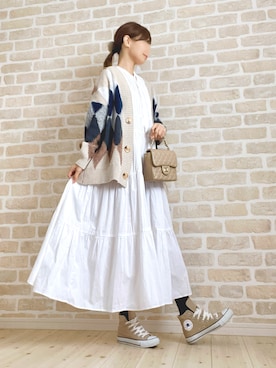 「Chaco closet（チャコ クローゼット）のアイテム（カーディガン/ボレロ）」を使った、asu＊さん（レディース・155cm）の秋コーディネート