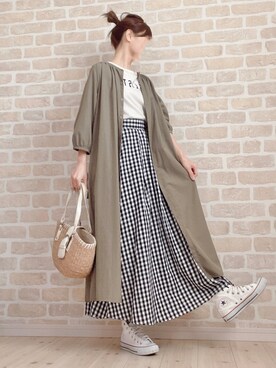 「ナチュラルスタイル」｜「アイテム（シャツワンピース）」を使った、asu＊さん（レディース・155cm）の春コーディネート