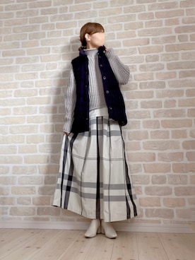 「アイテム（ダウンベスト）」を使った、asu＊さん（レディース・155cm）の冬コーディネート