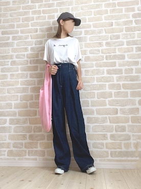「Abercrombie&Fitch（アバークロンビーアンドフィッチ）のアイテム（帽子）」を使った、asu＊さん（レディース・155cm）の夏コーディネート