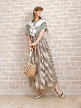 「Honeys（ハニーズ）のアイテム（バレエシューズ）」を使った、asu＊さん（レディース・155cm）の夏コーディネート