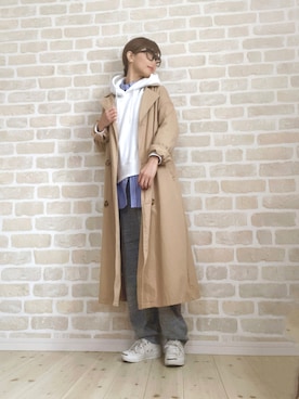 「coca（coca）（コカ）のアイテム（トレンチコート）」を使った、asu＊さん（レディース・155cm）の春コーディネート