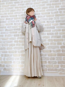 「earth music&ecology（アースミュージックアンドエコロジー）のアイテム（マフラー）」を使った、asu＊さん（レディース・155cm）の冬コーディネート