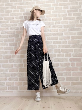 「CONVERSE ALL STAR（コンバースオールスター）のアイテム（スニーカー）」を使った、asu＊さん（レディース・155cm）の夏コーディネート